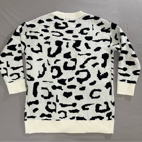 ZESICA Leopard Black N White Print Knitted Cardigan Long sleeves Size L - Picture 4 of 16